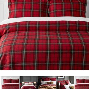Tartan Duvet Cover, queen, Red and matching two shams